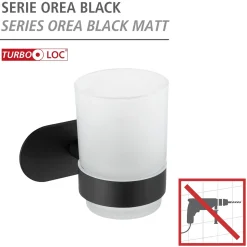 Wenko Turbo-Loc Edelstahl Zahnputzbecherhalter Uno Orea Black Matt Zahnbürstenhalter Befestigen ohne bohren