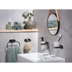 Wenko Turbo-Loc Edelstahl Seifenspender Orea Black Matt Flüssigseifen-Spender Befestigen ohne bohren ca 200 ml