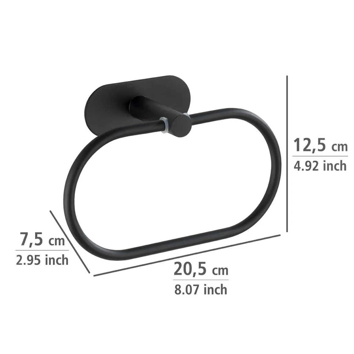 Wenko Turbo-Loc Edelstahl Handtuchring Orea Black Matt Handtuchhalter Befestigen ohne bohren