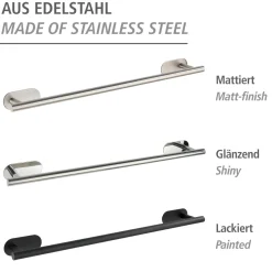 Wenko Turbo-Loc Edelstahl Badetuchstange Uno Orea Black Matt Handtuchstange Befestigen ohne bohren