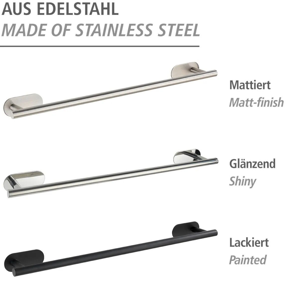 Wenko Turbo-Loc Edelstahl Badetuchstange Uno Orea Black Matt Handtuchstange Befestigen ohne bohren
