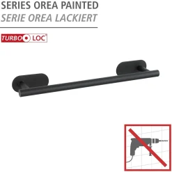 Wenko Turbo-Loc Edelstahl Badetuchstange Orea Black Matt Handtuchhalter Befestigen ohne bohren