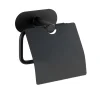 Wenko Turbo-Loc Edelstahl Toilettenpapierhalter mit Deckel Orea Black Matt WC-Rollenhalter Befestigen ohne bohren