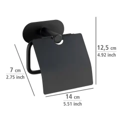 Wenko Turbo-Loc Edelstahl Toilettenpapierhalter mit Deckel Orea Black Matt WC-Rollenhalter Befestigen ohne bohren