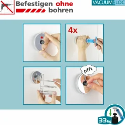 Wenko Vacuum-Loc Haken 4er Set Befestigung ohne bohren