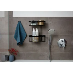 Wenko Wandregal 2 Etagen Classic Plus Black mit Vacuum-Loc Adapter Befestigen ohne bohren