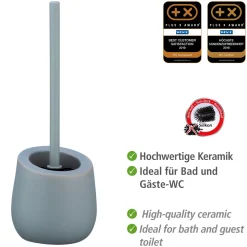 Wenko WC-Garnitur Badi Grau Keramik WC-Bürstenhalter