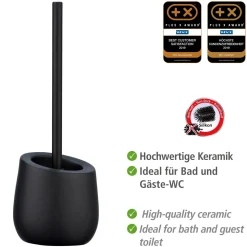 Wenko WC-Garnitur Badi Schwarz Keramik WC-Bürstenhalter