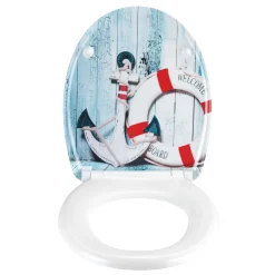 Wenko WC-Sitz Duroplast Welcome board Schnellbefestigung aus rostfreiem Edelstahl antibakterieller Duroplast