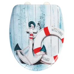 Wenko WC-Sitz Duroplast Welcome board Schnellbefestigung aus rostfreiem Edelstahl antibakterieller Duroplast