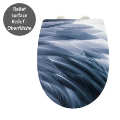 Wenko WC-Sitz Plumes mit Relief-Oberfläche Toilettensitz mit Absenkautomatik Schnellbefestigung aus bruchstabilem Thermoplast
