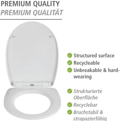 Wenko WC-Sitz Plumes mit Relief-Oberfläche Toilettensitz mit Absenkautomatik Schnellbefestigung aus bruchstabilem Thermoplast