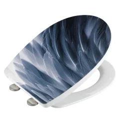 Wenko WC-Sitz Plumes mit Relief-Oberfläche Toilettensitz mit Absenkautomatik Schnellbefestigung aus bruchstabilem Thermoplast
