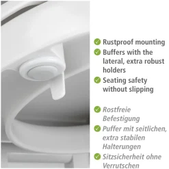Wenko WC-Sitz Secura Comfort aus antibakteriellem Duroplast mit Sitzflächenerhöhung