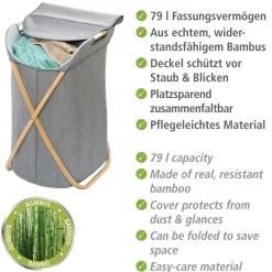 Wenko Wäschesammler Bahari aus Bambus Wäschekorb 79 l