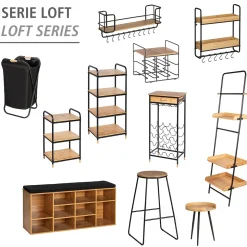 Wenko Wäschesammler Loft Wäschesammler mit Bambus-Tragegriffen für bequemen Transport