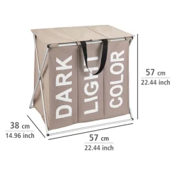Wenko Wäschesammler Trio Top Taupe Wäschekorb 118 l