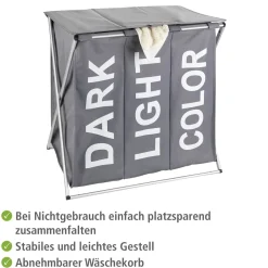 Wenko Wäschesammler Trio Top Grau Wäschekorb 118 l