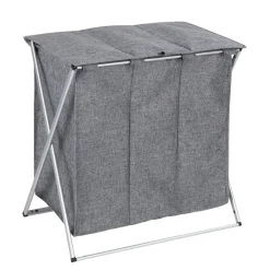 Wenko Wäschesammler Trio Top Grau meliert Wäschekorb 118 l