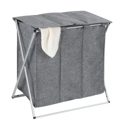 Wenko Wäschesammler Trio Top Grau meliert Wäschekorb 118 l