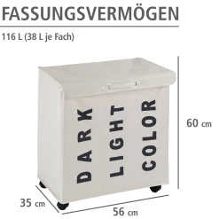 Wenko Wäschesammler Trivo Beige Wäschekorb 116 l
