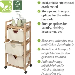 Wenko Wäschewagen Acina 3 Schubladen Haushaltswagen Rollwagen FSC