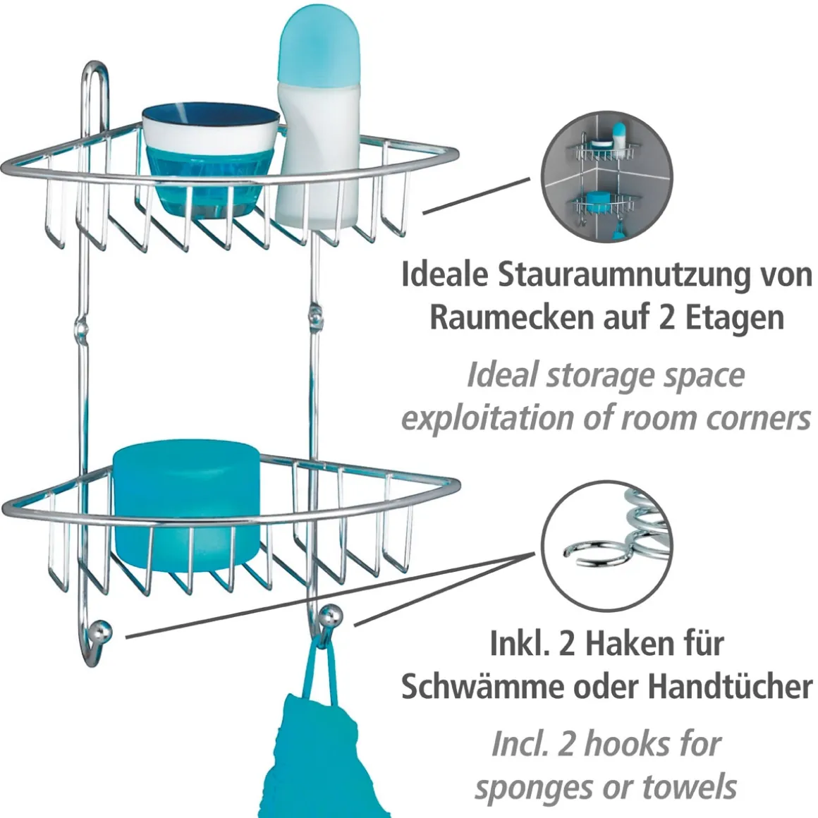 Wenko Eckregal Milano mit 2 Etagen