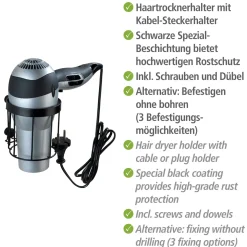 Wenko Haartrocknerhalter Classic Plus Black