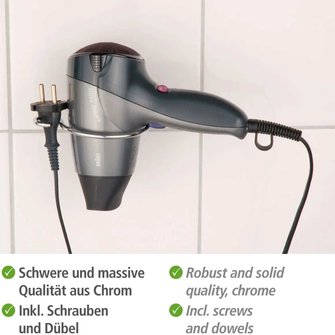 Wenko Haartrocknerhalter Milano Chrom