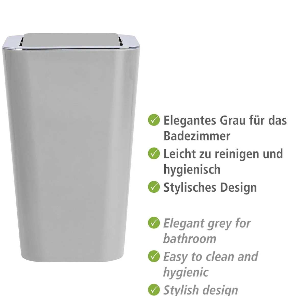 Wenko Schwingdeckeleimer Candy grau 6 L