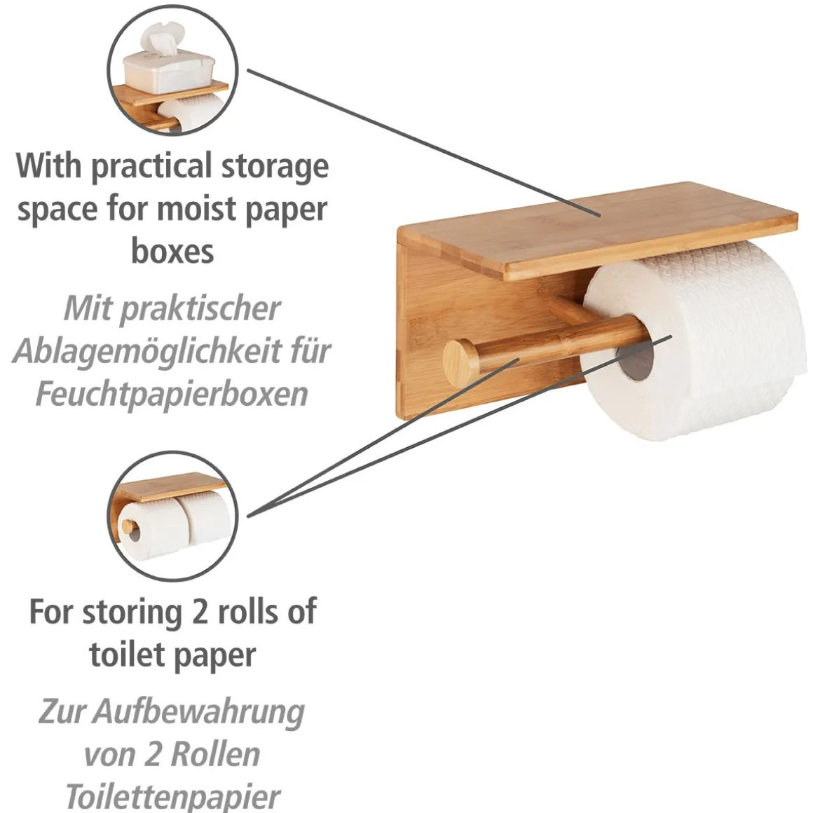 Wenko Toilettenpapierhalter Duo Bambusa