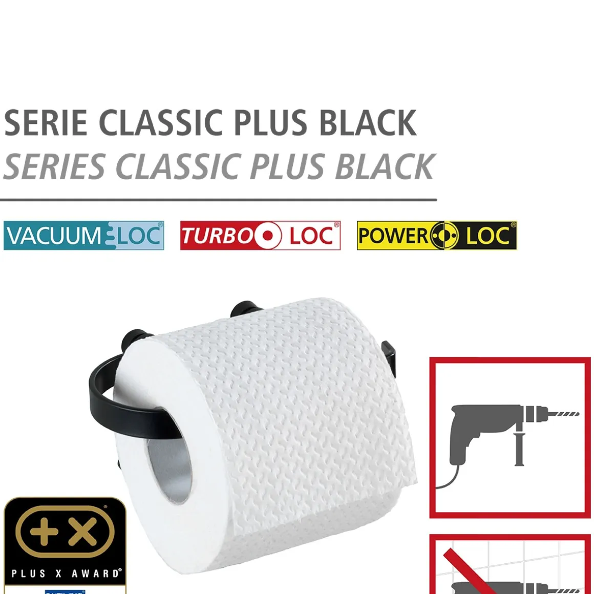 Wenko Toilettenpapierhalter Classic Plus schwarz