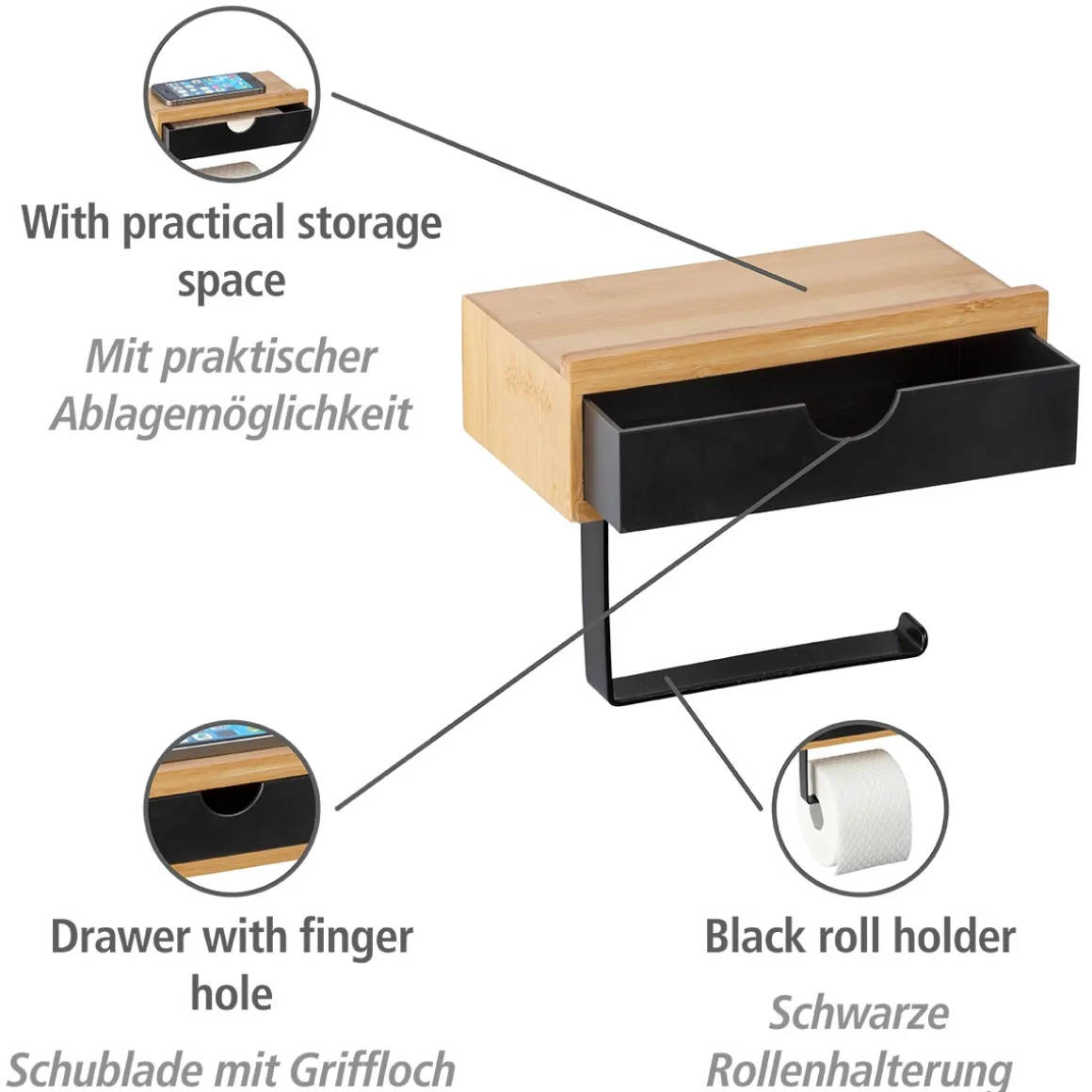 Wenko Toilettenpapierrollenhalter Bambusa