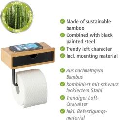 Wenko Toilettenpapierrollenhalter Bambusa