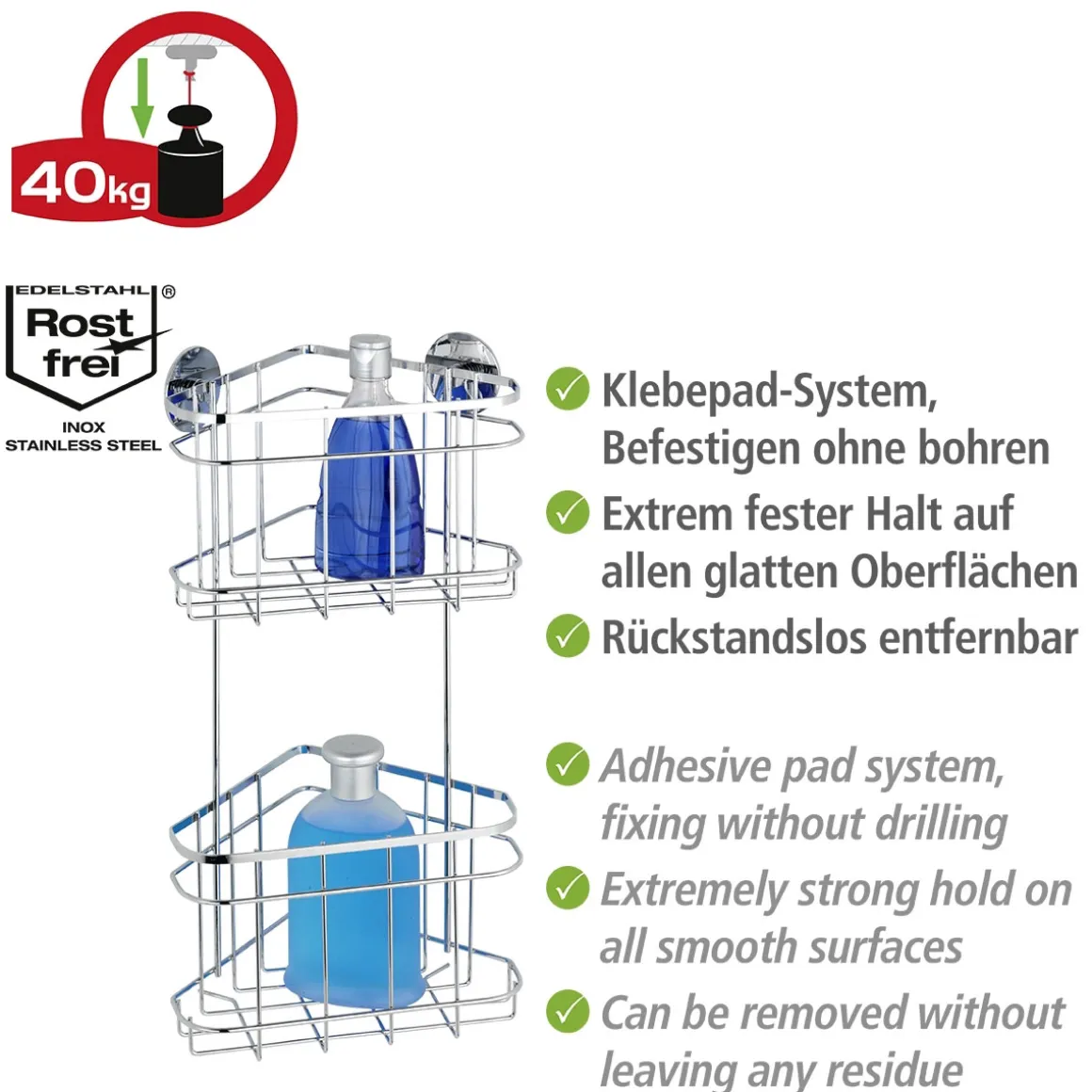 Wenko Turbo-Loc Eckregal 2 Etagen