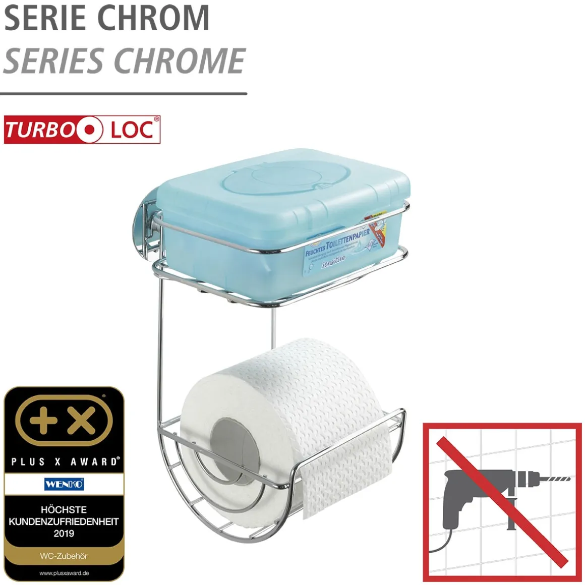 Wenko Turbo-Loc Toilettenpapierhalter mit Ablage