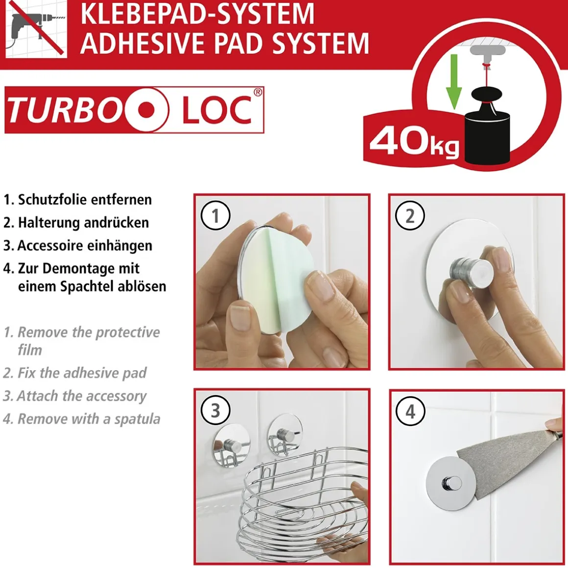 Wenko Turbo-Loc Toilettenpapierhalter mit Ablage