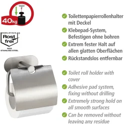 Wenko Turbo-Loc Toilettenpapierhalter Orea mit Deckel