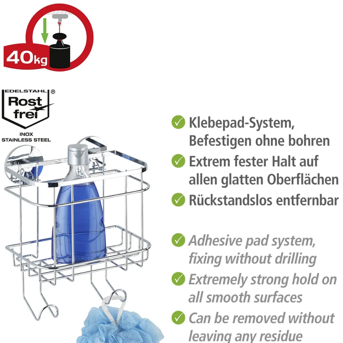 Wenko Turbo-Loc Wandkorb mit Haken