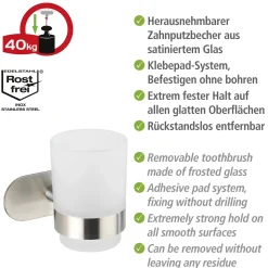 Wenko Turbo-Loc Zahnputzbecherhalter Uno Orea matt
