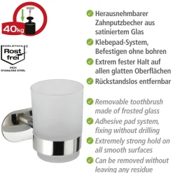 Wenko Turbo-Loc Zahnputzbecherhalter Uno Orea Shine