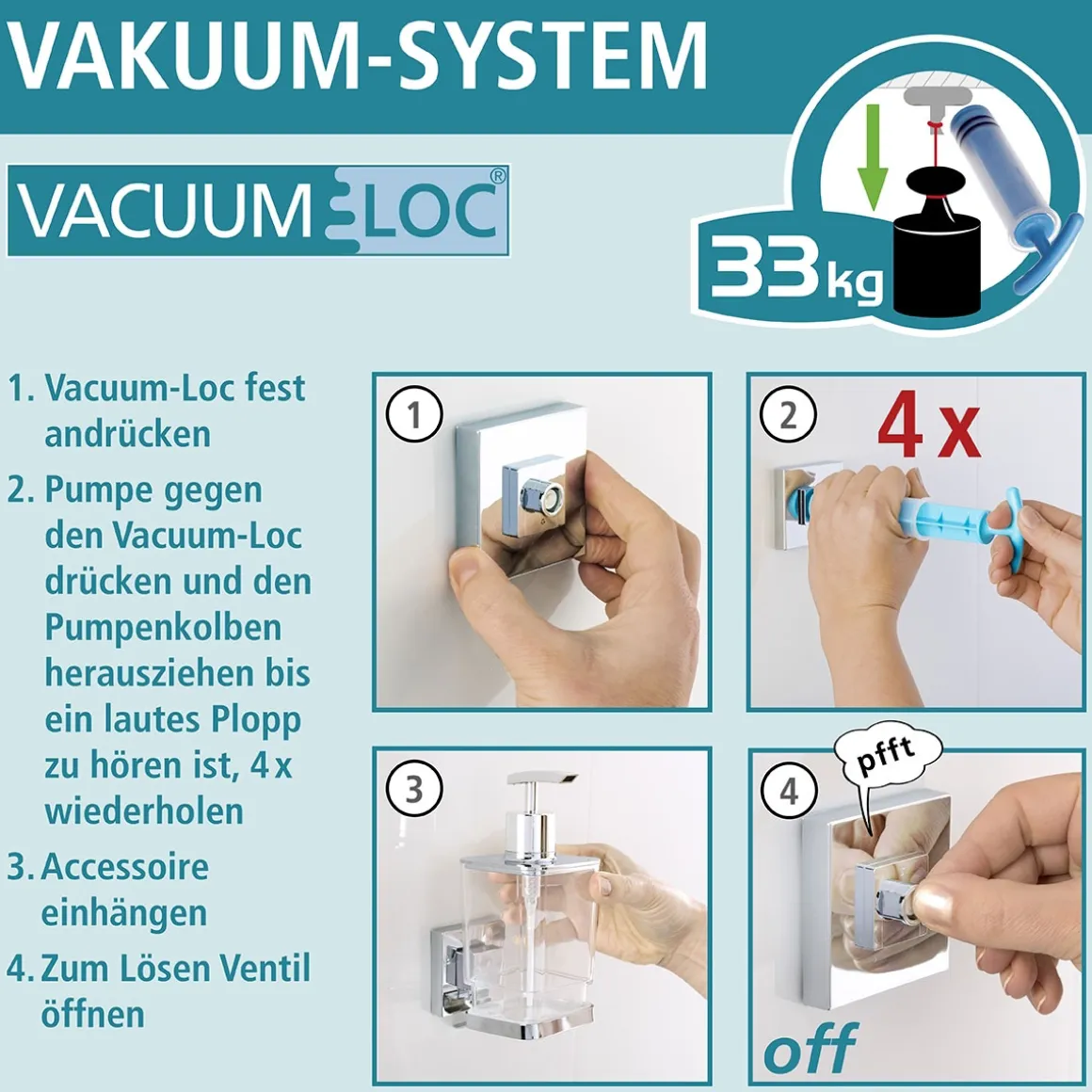 Wenko Vacuum-Loc Toilettenpapierhalter Quadro