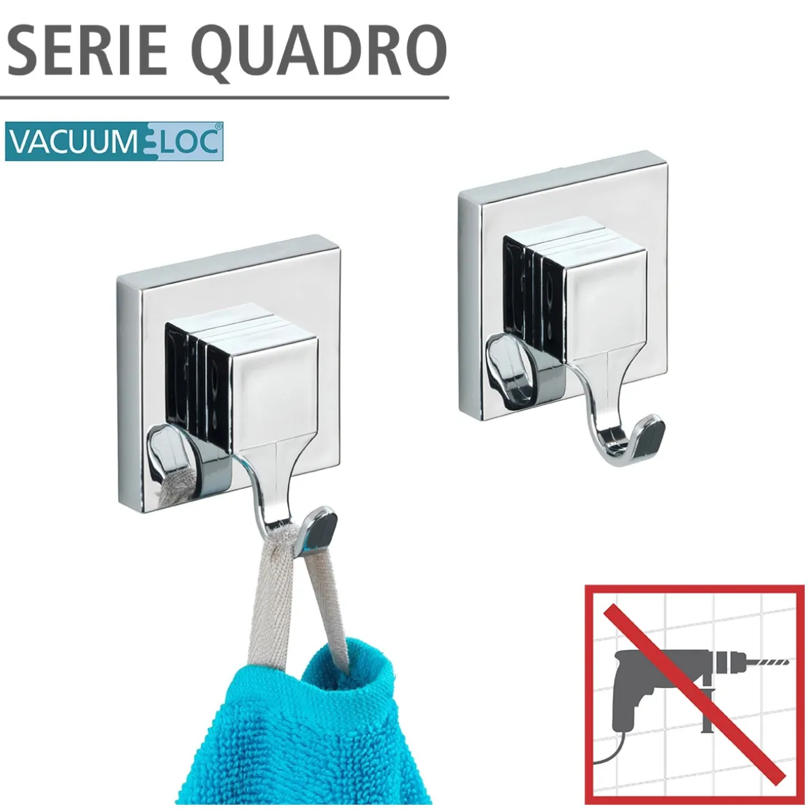 Wenko Vacuum-Loc Wandhaken Quadro 2er Set
