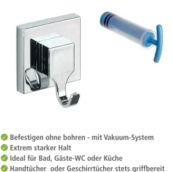 Wenko Vacuum-Loc Wandhaken Quadro 2er Set