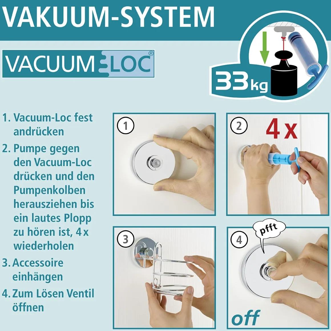 Wenko Vacuum-Loc Wandhaken Quadro 2er Set