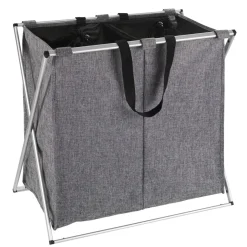 Wenko Wäschesammler Duo grau meliert 120 l