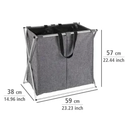 Wenko Wäschesammler Duo grau meliert 120 l
