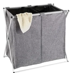 Wenko Wäschesammler Duo grau meliert 120 l