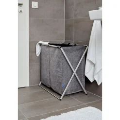 Wenko Wäschesammler Duo grau meliert 120 l