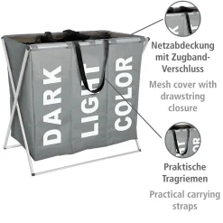Wenko Wäschesammler Trio grau 130 l
